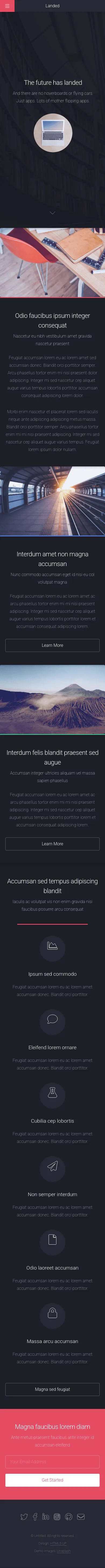 Scrolling screenshot of a landing page at phone width, captured top to bottom