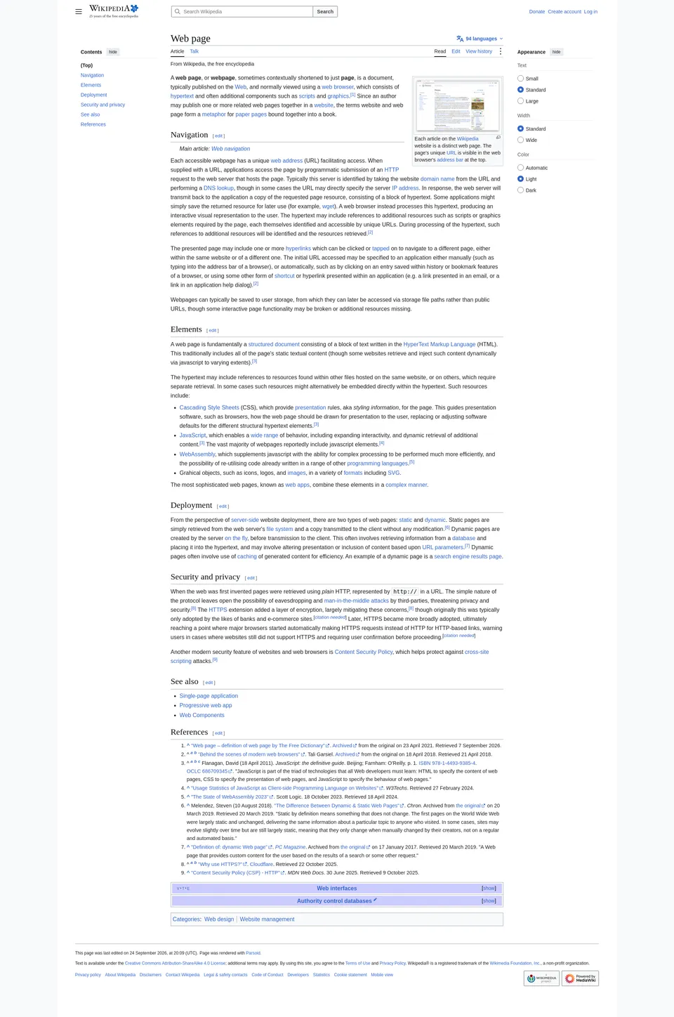 Website screenshot of a Wikipedia article, taken online at desktop size as one PNG